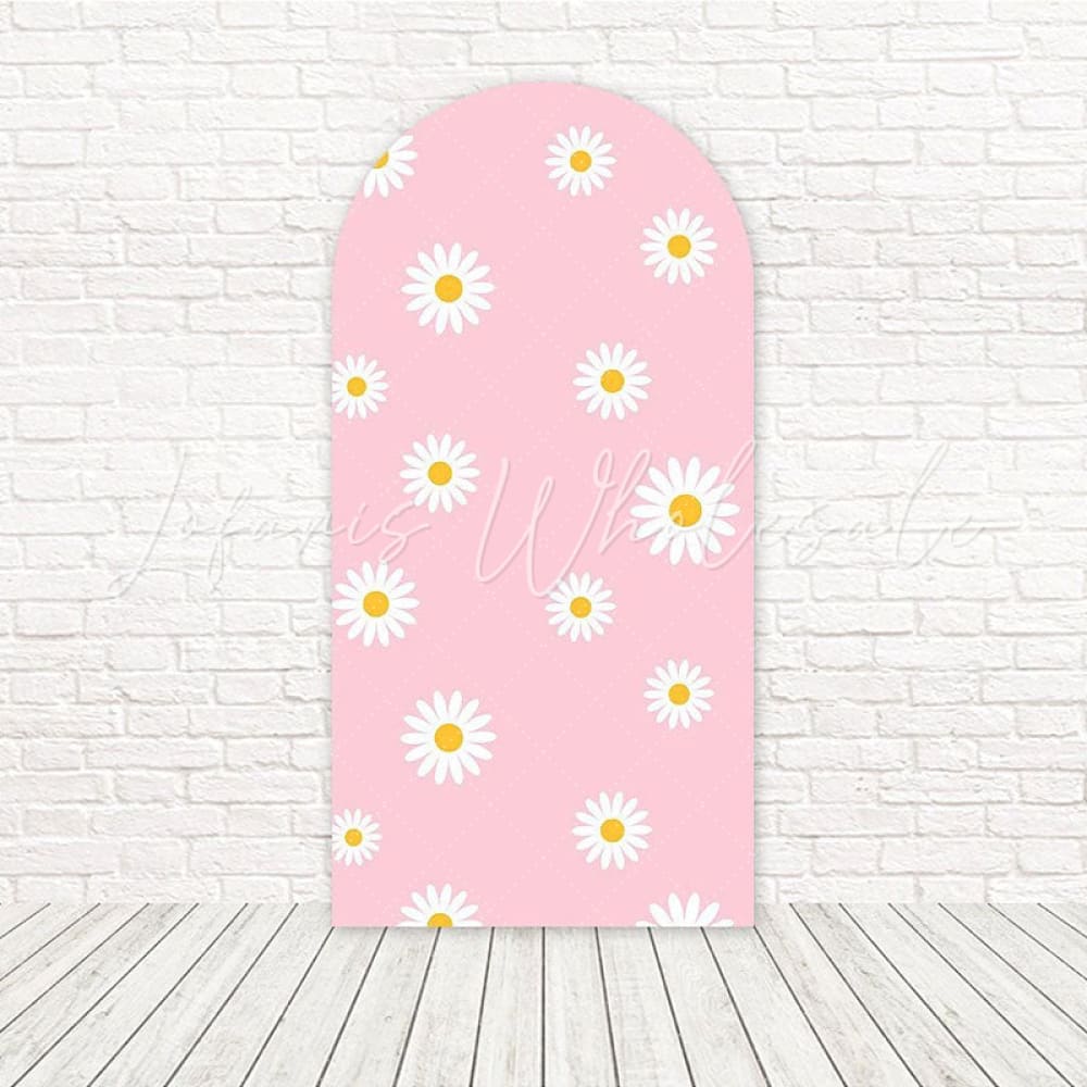 Toile de fond pour arche jardin marguerites roses floraison pour fête bébé printemps