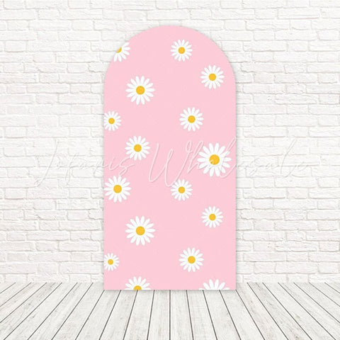 Toile de fond pour arche jardin marguerites roses floraison pour fête bébé printemps