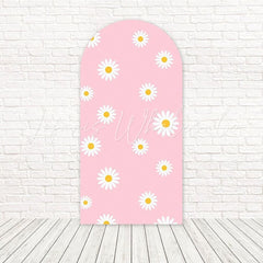 Toile de fond pour arche jardin marguerites roses floraison pour fête bébé printemps