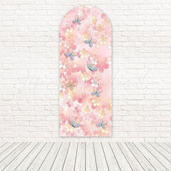 Toile de fond pour arche jardin doux papillons fleurs roses pour fête printemps