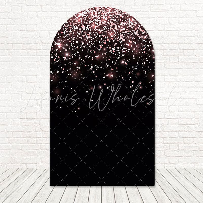 Toile de fond pour arche paillettes roses pour décor fête glamour et élégant