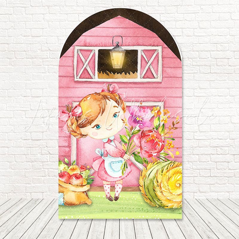 Toile de fond pour arche petite fermière rose pour thèmes fête mignonne et rustique