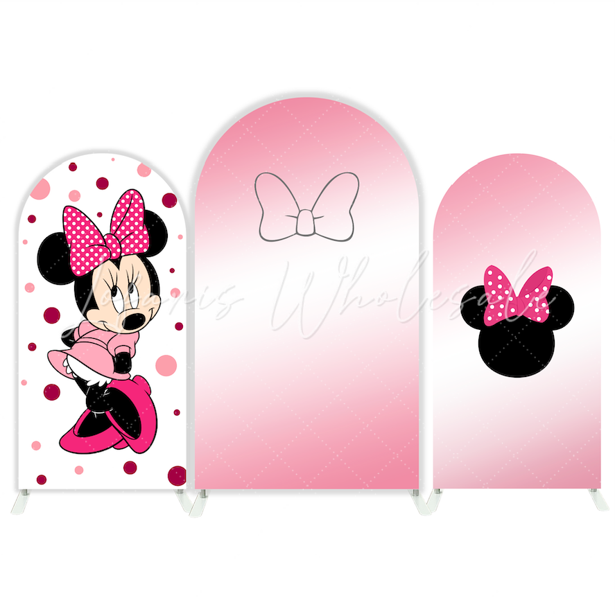 Toile de fond pour arche Baby Shower anniversaire Minnie rose
