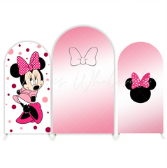 Toile de fond pour arche Baby Shower anniversaire Minnie rose