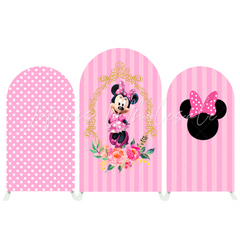 Toile de fond pour arche fond fête anniversaire Minnie rose