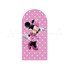 Toile de fond pour arche fête anniversaire Minnie Mickey rose