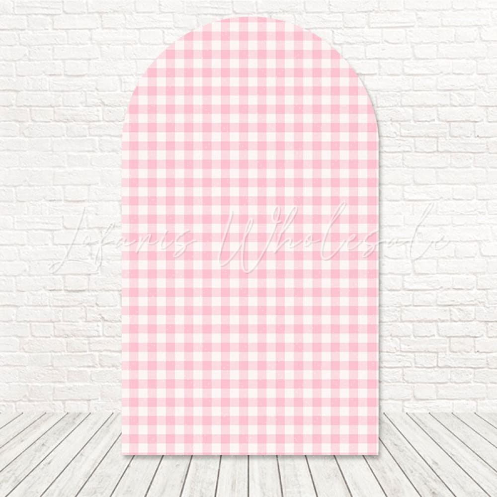 Toile de fond pour arche motif écossais rose doux pour anniversaire fille