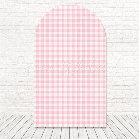 Toile de fond pour arche motif écossais rose doux pour anniversaire fille