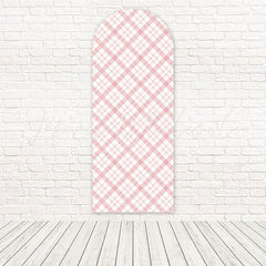 Toile de fond pour arche style classique doux fille écossais rose pour douche à thème