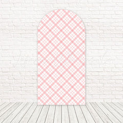 Toile de fond pour arche charme classique doux écossais rose pour ambiance anniversaire fille