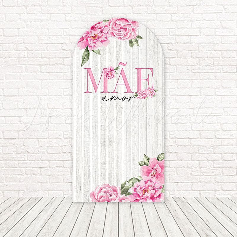 Toile de fond pour arche floraison rustique bois rose rose Fête des Mères pour événement familial