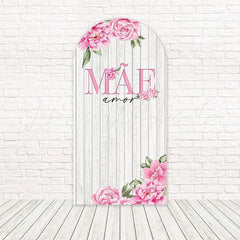 Toile de fond pour arche floraison rustique bois rose rose Fête des Mères pour événement familial