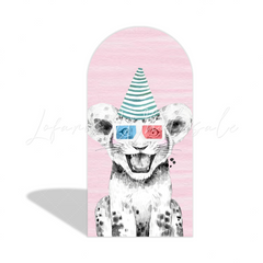 Toile de fond pour arche Joyeux Anniversaire animal safari rose