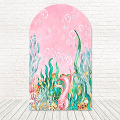 Toile de fond pour arche sous l'océan rose pour fête tropicale et thèmes océan