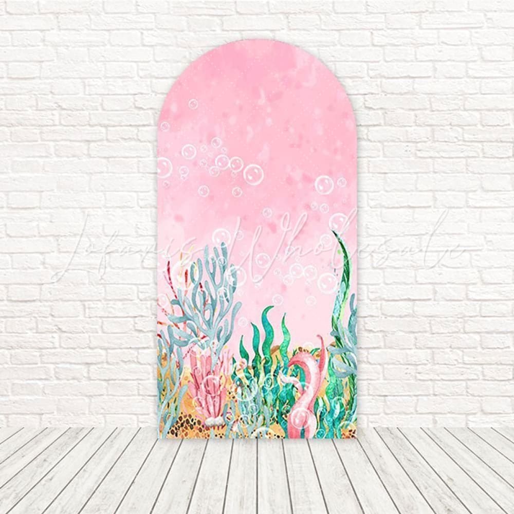 Toile de fond pour arche marée princesse rose sous l'océan pour événement sirène