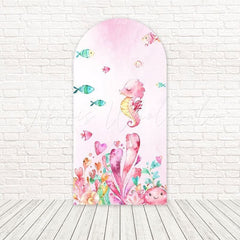 Toile de fond pour arche hippocampe sous l'océan rose pour événements thème océan