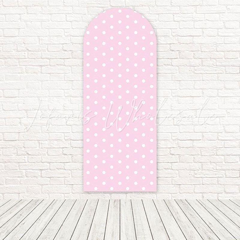 Toile de fond pour arche look charme mignon pois blanc rose pour fête enfants
