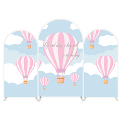 Toile de fond pour arche montgolfière rose pour fête anniversaire Baby Shower