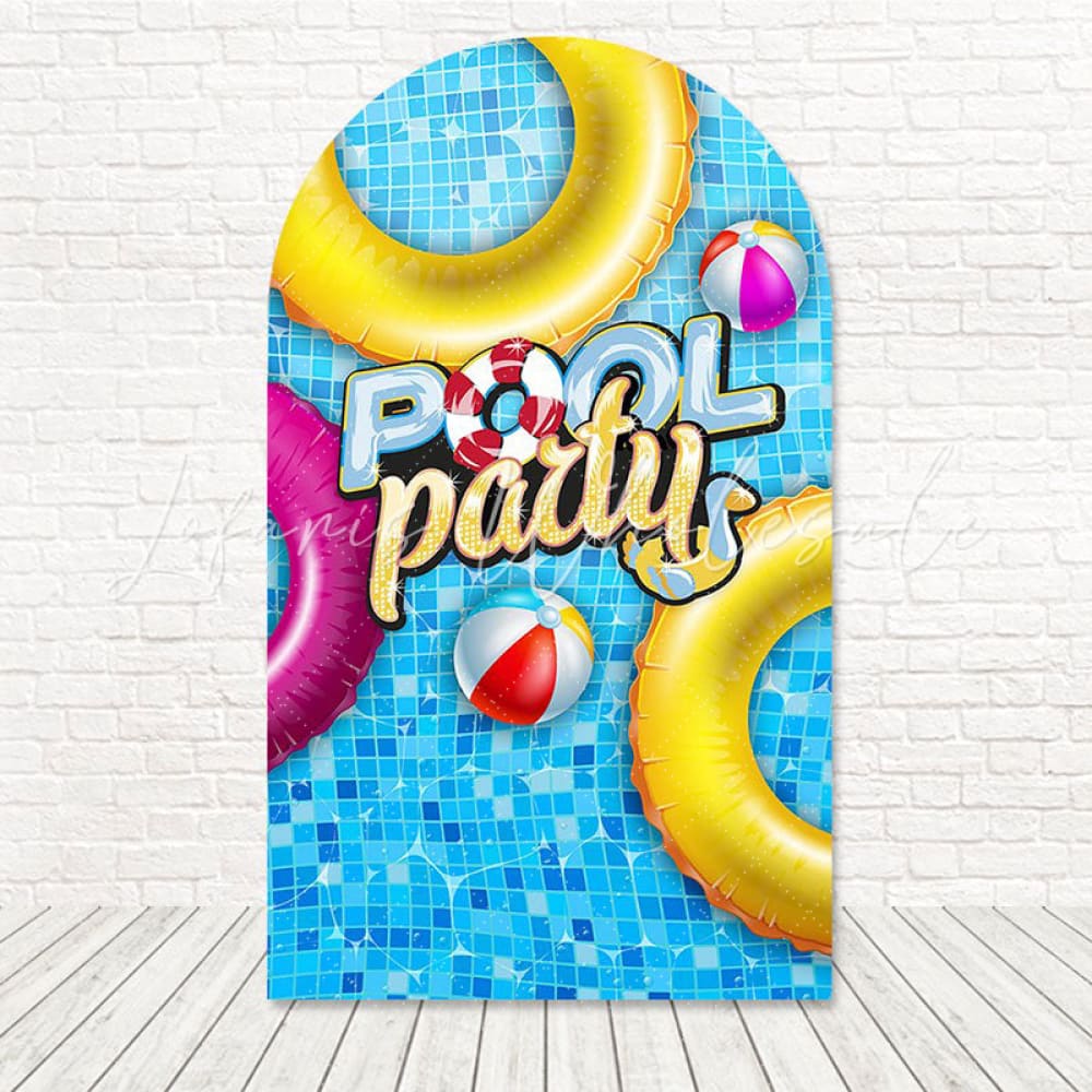 Toile de fond pour arche éclaboussure couleur Pool Party pour célébration extérieur