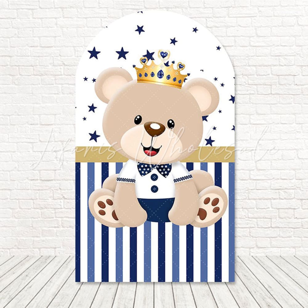Toile de fond pour arche scène bébé royal ours prince pour douce célébration