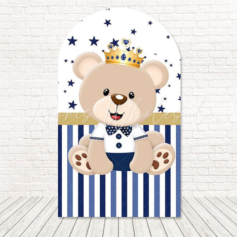 Toile de fond pour arche scène bébé royal ours prince pour douce célébration