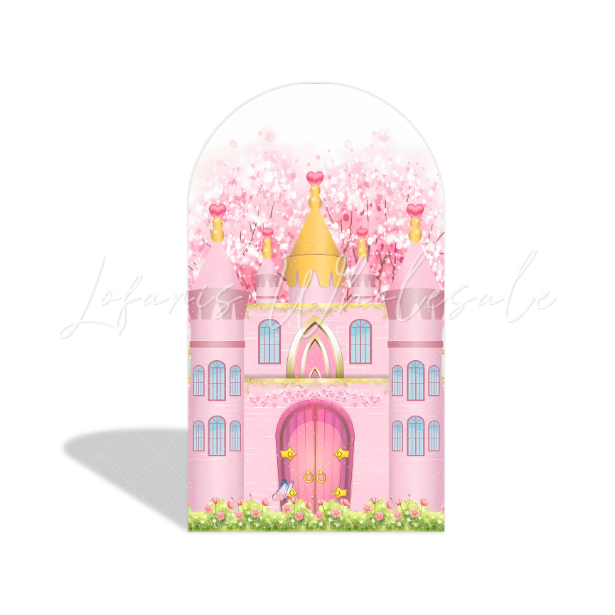 Toile de fond pour arche fond fête Joyeux Anniversaire château princesse