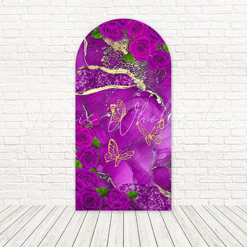 Toile de fond pour arche élégant rose marbre violet pour célébrations stylées