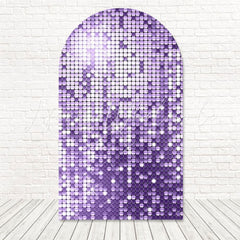 Toile de fond pour arche sequins violets look glam brillant pour événement paillettes