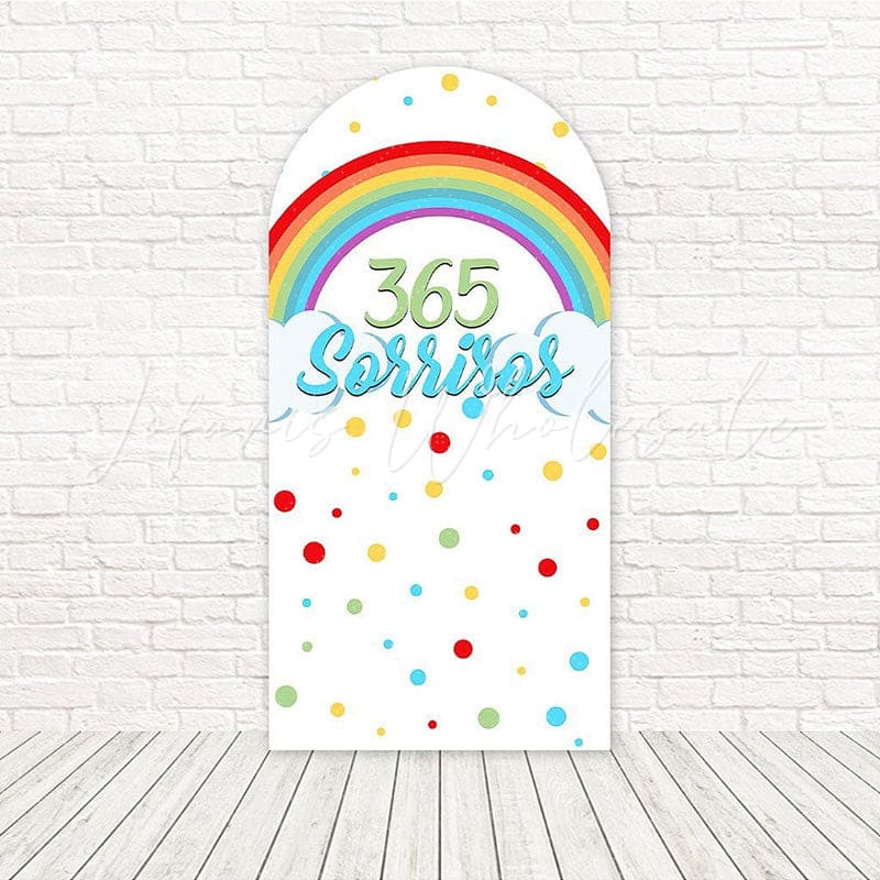 Toile de fond pour arche coloré arc-en-ciel 365 sourires pour événements joyeux