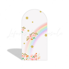 Toile de fond pour arche Joyeux Anniversaire licorne flore arc-en-ciel
