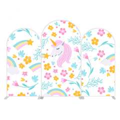Couverture pour arche Joyeux Anniversaire licorne flore arc-en-ciel