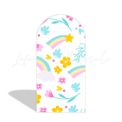 Couverture pour arche Joyeux Anniversaire licorne flore arc-en-ciel