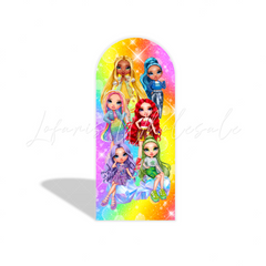 Toile de fond pour arche fête anniversaire thème Rainbow High