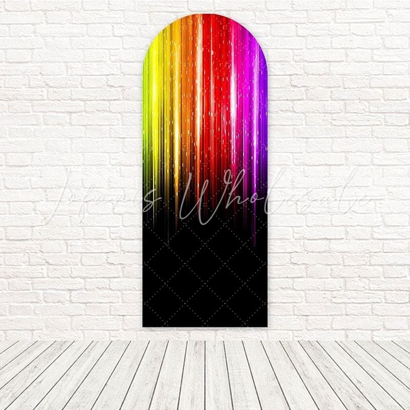 Toile de fond pour arche ambiance fête énergique lumineuse lueur néon arc-en-ciel