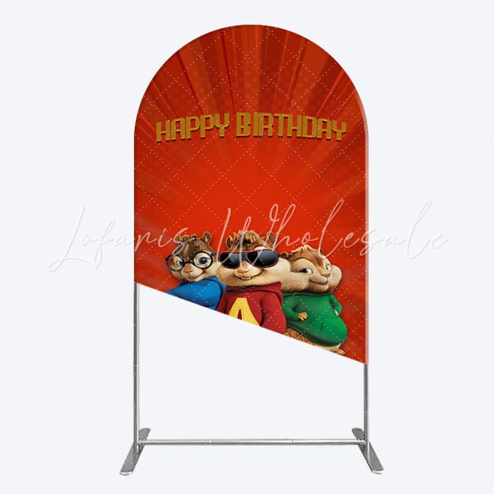 Toile de fond pour arche anniversaire Alvin et les Chipmunks rouge bleu vert
