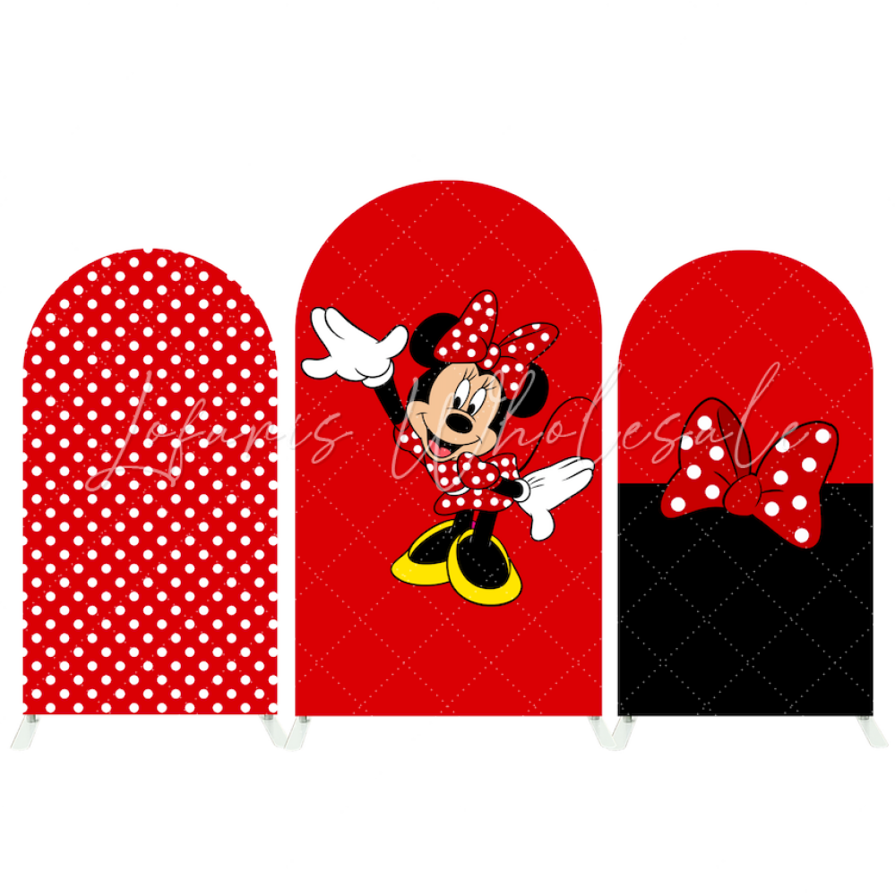 Toile de fond pour arche Baby Shower anniversaire Minnie rouge
