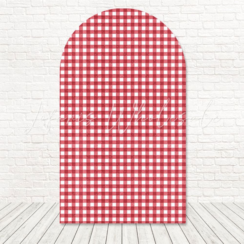 Toile de fond pour arche écossais rouge charme rustique pour fête thème vacances