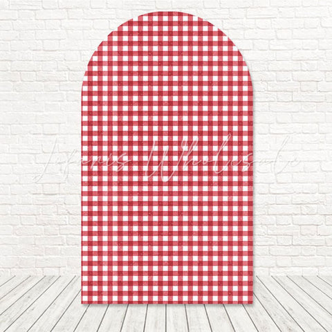 Toile de fond pour arche écossais rouge charme rustique pour fête thème vacances