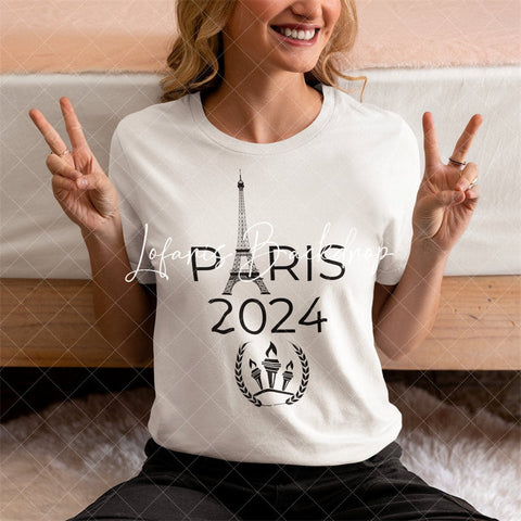 T-shirt rétro de la torche de la Tour Eiffel, Paris 2024, olympique