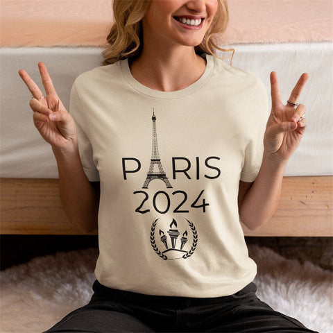 T-shirt rétro de la torche de la Tour Eiffel, Paris 2024, olympique