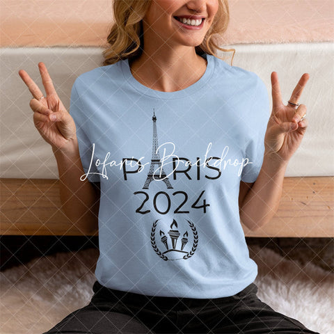 T-shirt rétro de la torche de la Tour Eiffel, Paris 2024, olympique