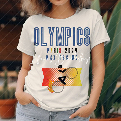 T-shirt à manches courtes Retro Olympics 2024 Bmx Racing