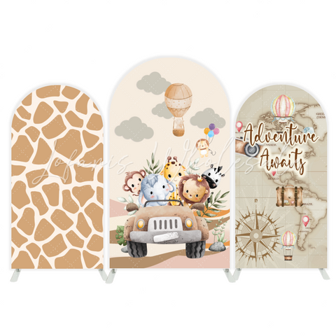 Toile de fond pour arche fête anniversaire animaux safari