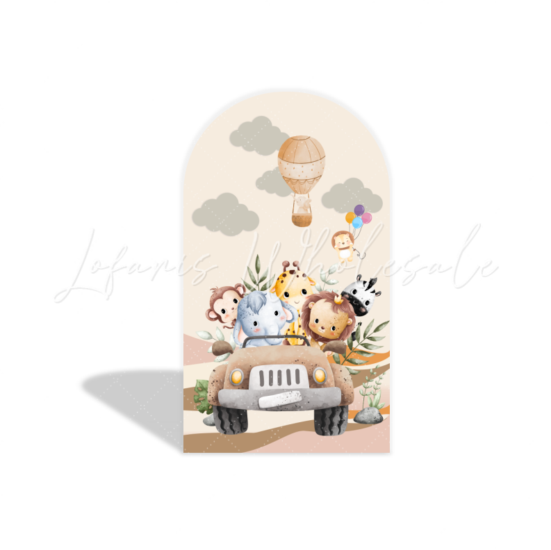 Toile de fond pour arche fête anniversaire animaux safari