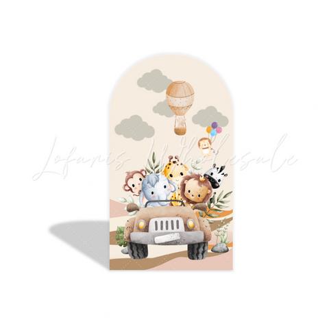Toile de fond pour arche fête anniversaire animaux safari