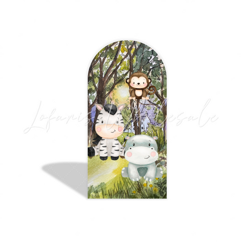 Toile de fond pour arche fête anniversaire animaux jungle safari