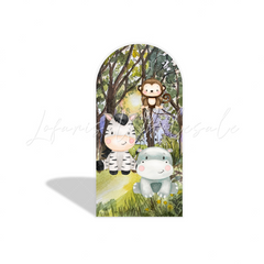 Toile de fond pour arche fête anniversaire animaux jungle safari