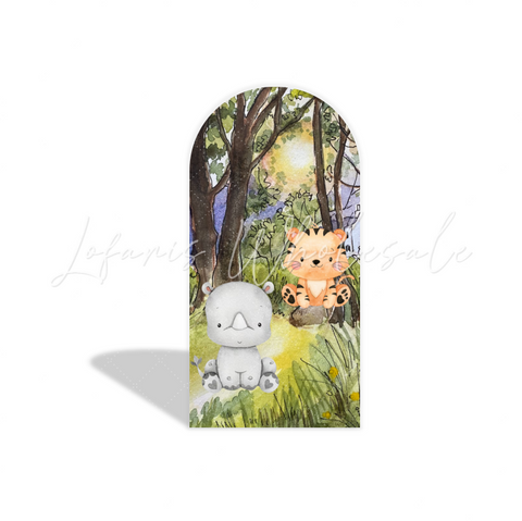 Toile de fond pour arche fête anniversaire animaux jungle safari