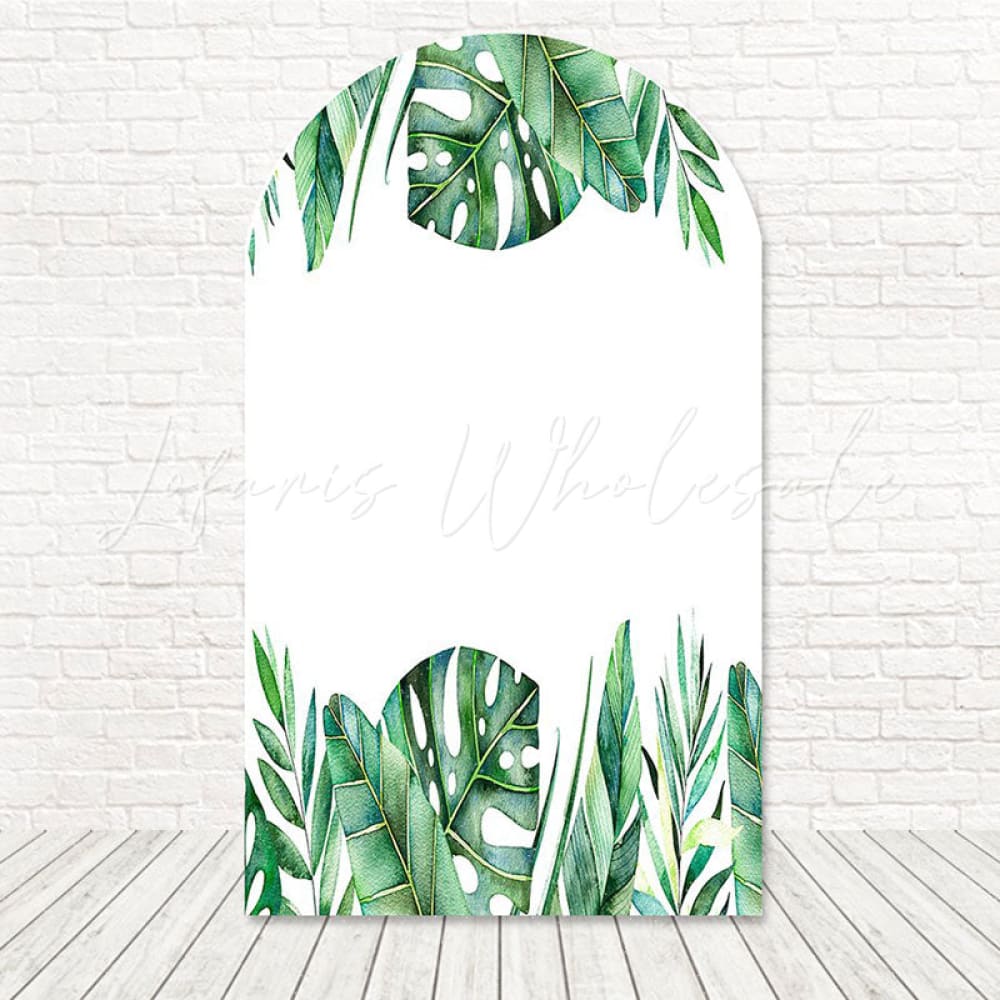 Toile de fond pour arche feuilles vertes Monstera safari pour thème tropical