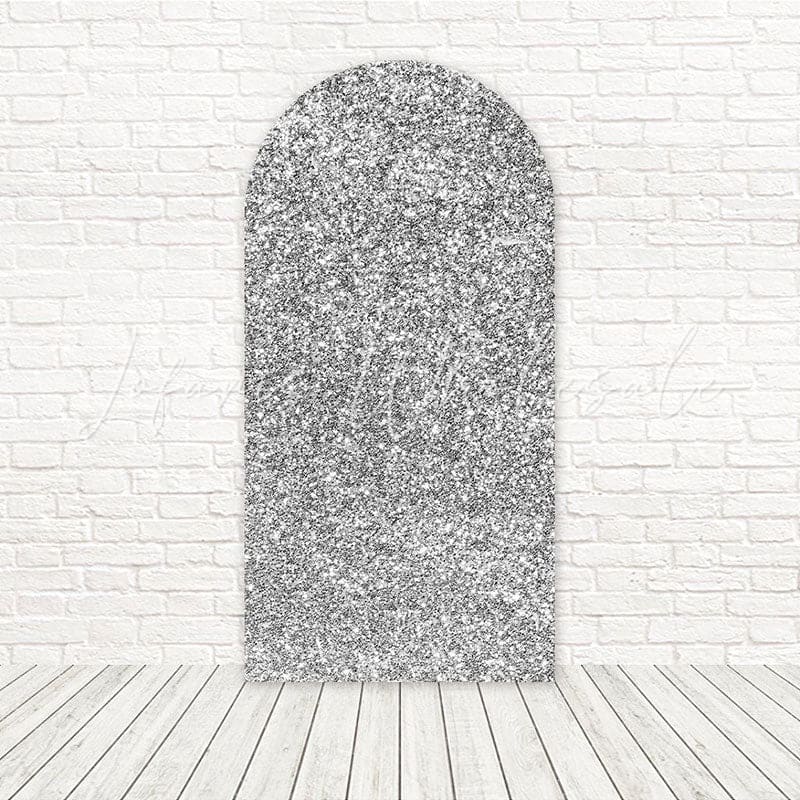 Toile de fond pour arche étincelant paillettes argent pour thèmes fête élégante